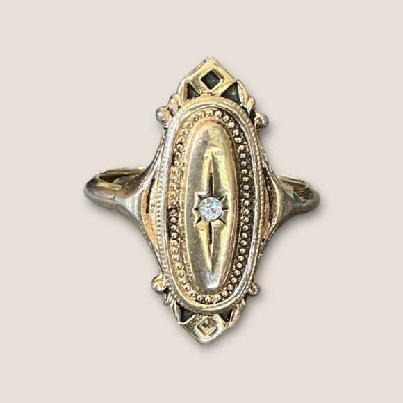 Avon Jewelry - Avon Kensington Vintage Gold-Tone Ring With Faux Diamond Accent Size 7.75